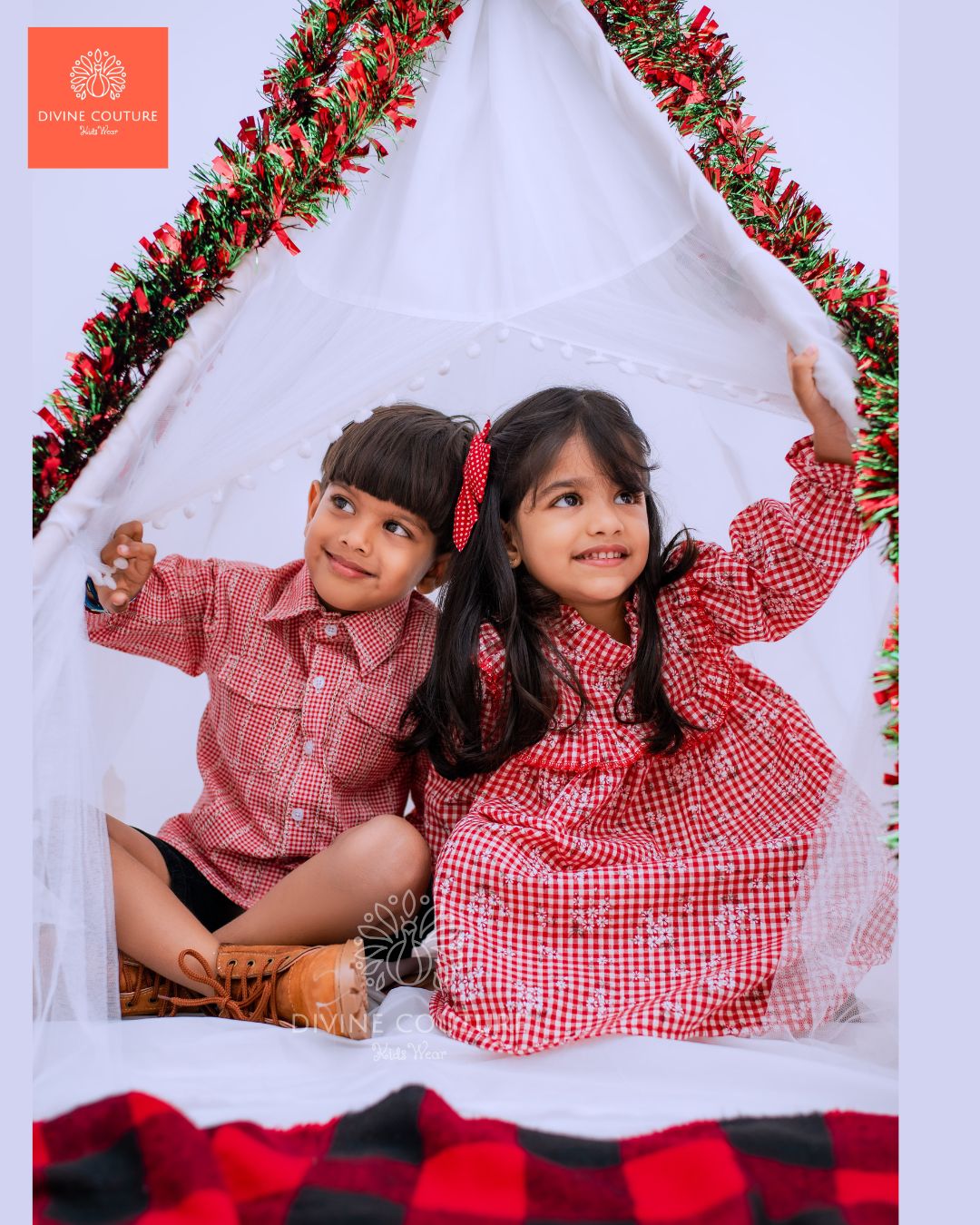 2.Snow Flake Check Dress & Shirt