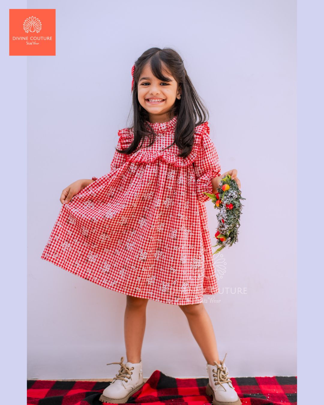 2.Snow Flake Check Dress & Shirt